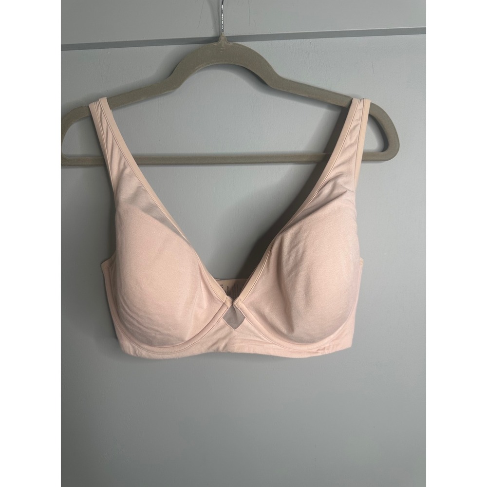ThirdLove 24/7 Cotton‎ Plunge Bra Pink 34F Pima Cotton Memory Foam Underwire